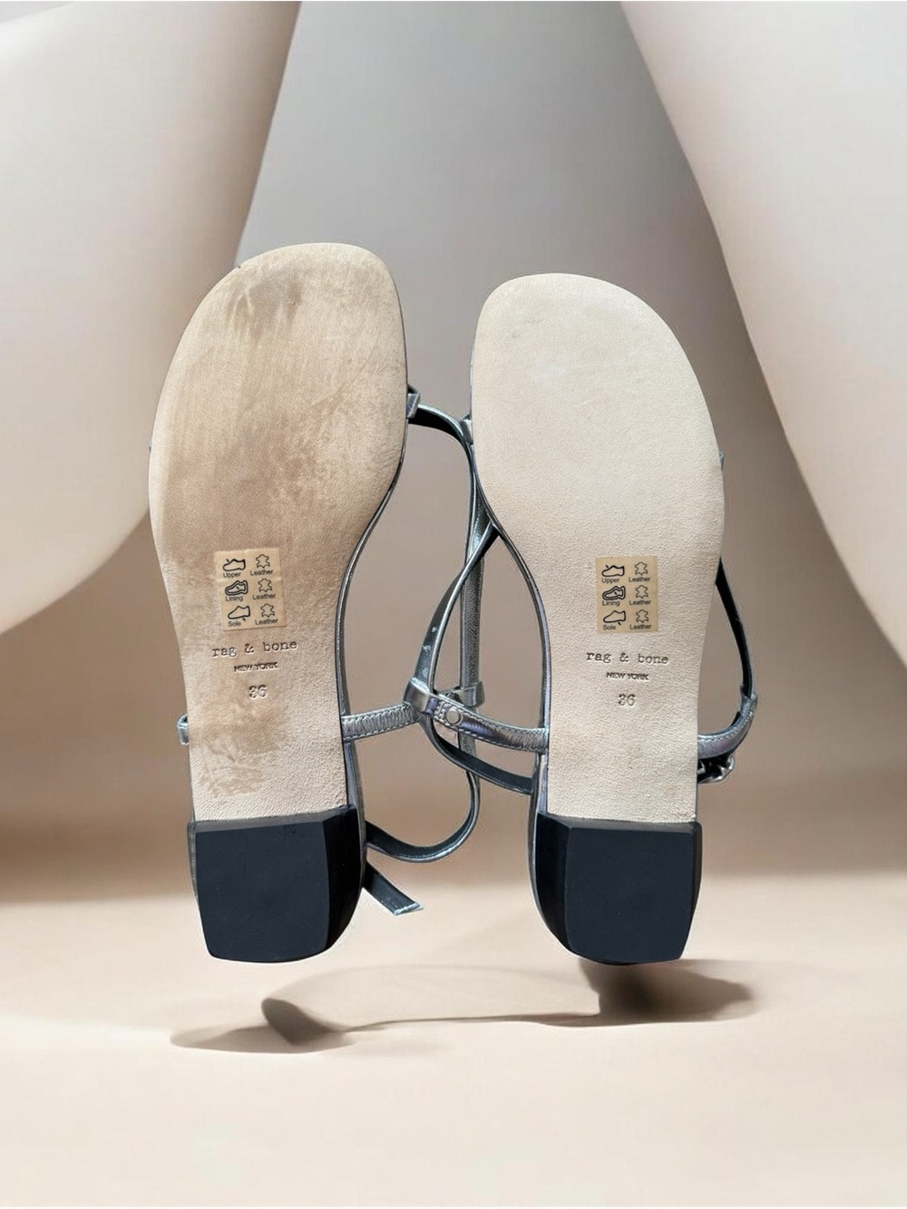 rag & bone Silver Metallic Strappy Sandals - Picture 2 of 2